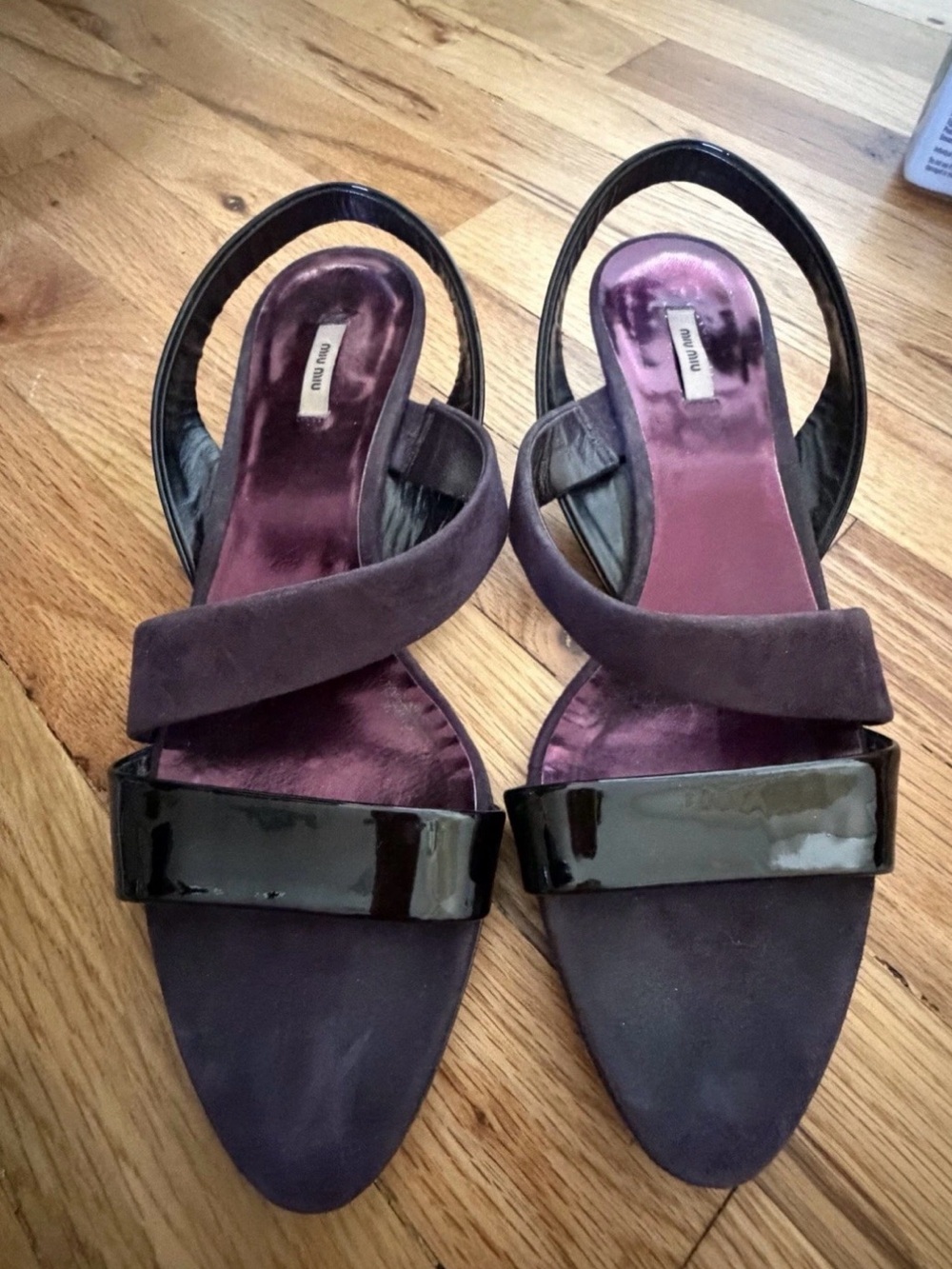 Miu Miu Purple Suede & Patent Slingback Heels